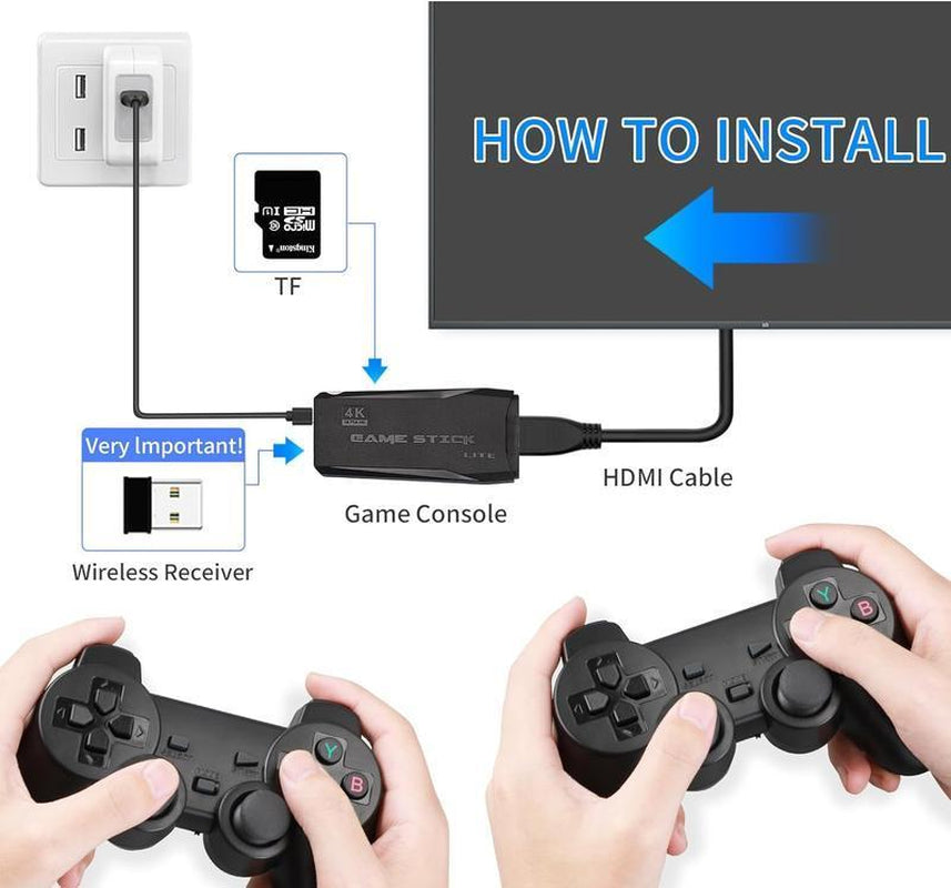 M8 Game Stick 4K UHD Retro Game,Video Game Stick Lite 4K Video Game M8 Console 64GB 2.4G Double Wireless Controller for 20000 Retro Games Kid Xmas Gift