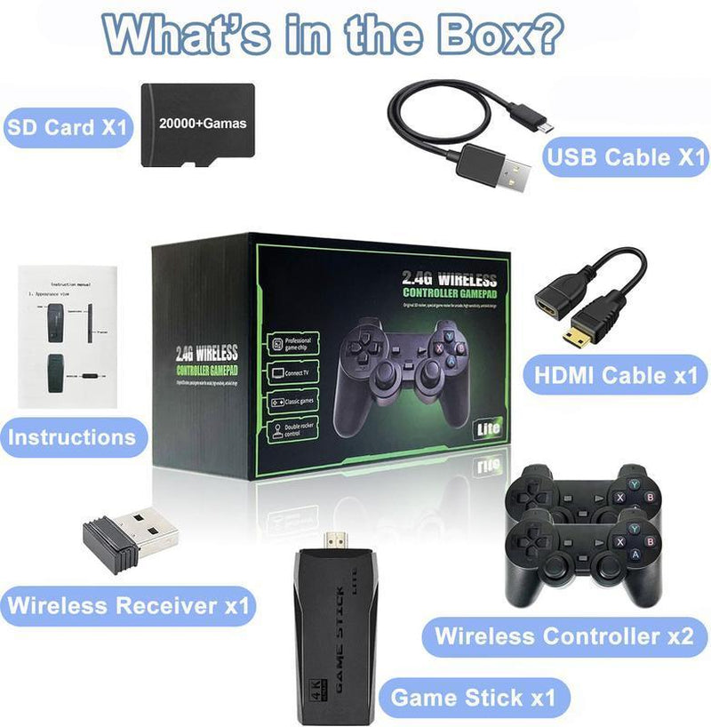 M8 Game Stick 4K UHD Retro Game,Video Game Stick Lite 4K Video Game M8 Console 64GB 2.4G Double Wireless Controller for 20000 Retro Games Kid Xmas Gift