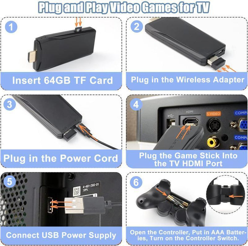 M8 Game Stick 4K UHD Retro Game,Video Game Stick Lite 4K Video Game M8 Console 64GB 2.4G Double Wireless Controller for 20000 Retro Games Kid Xmas Gift
